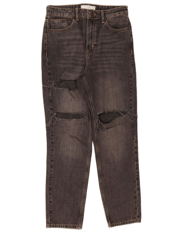 Topshop Womens Mom Distressed Tapered Jeans W28 L27 Grey Cotton