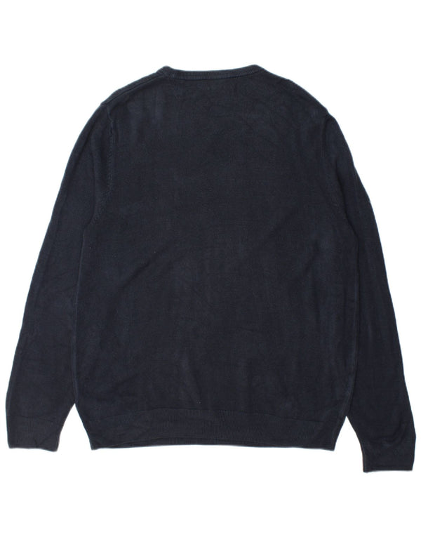 Marks & Spencer Mens Crew Neck Jumper Sweater Large Navy Blue Acrylic