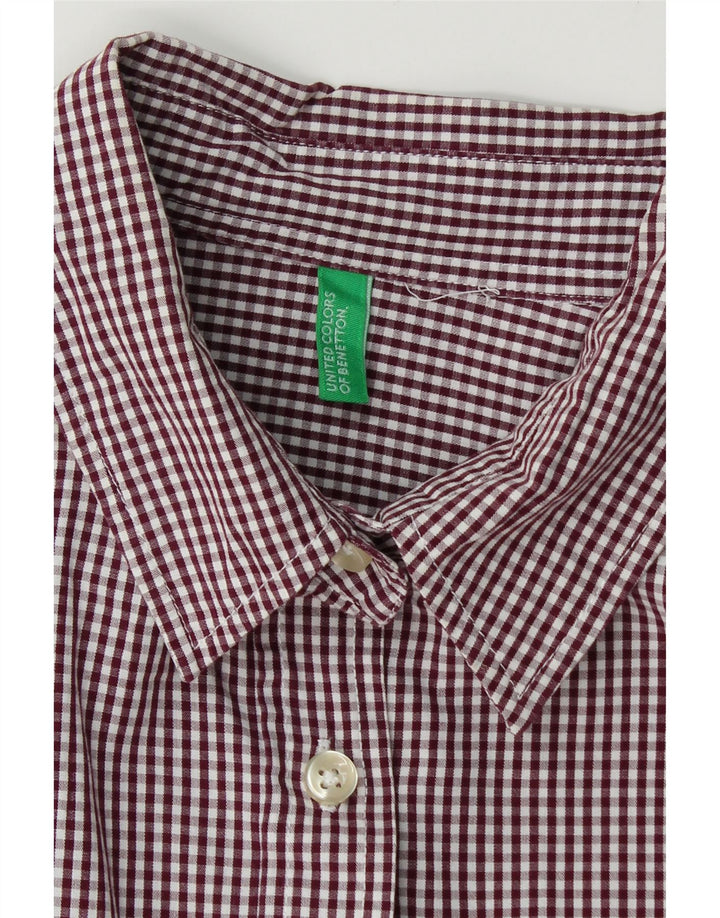 BENETTON Womens Shirt UK 16 Large Burgundy Check Vintage Benetton and Second-Hand Benetton from Messina Hembry 