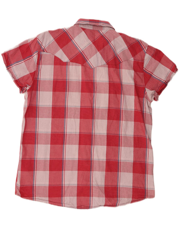 WRANGLER Mens Regular Fit Short Sleeve Shirt 3XL Pink Check Cotton