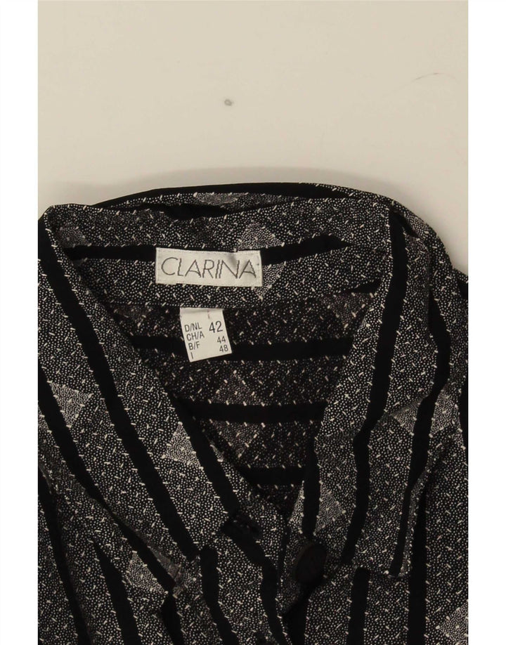 Vintage Womens Shirt UK 16 Large  Black Striped
