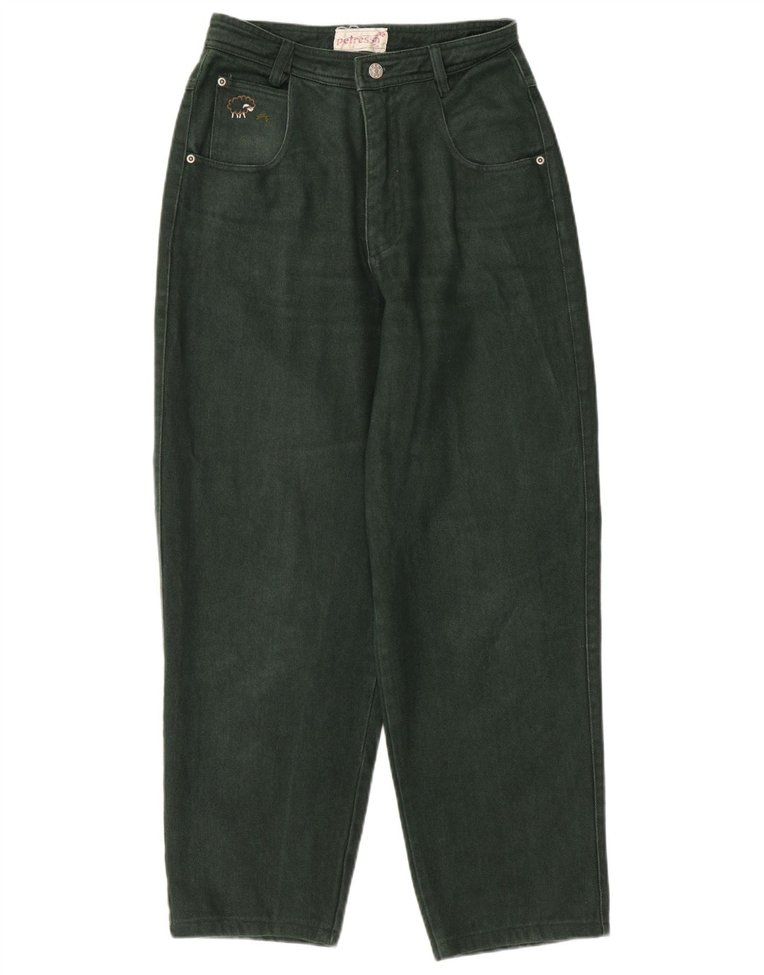 PETRESSA Womens High Waist Tapered Jeans EU 36 Small W26 L26 Green Cotton