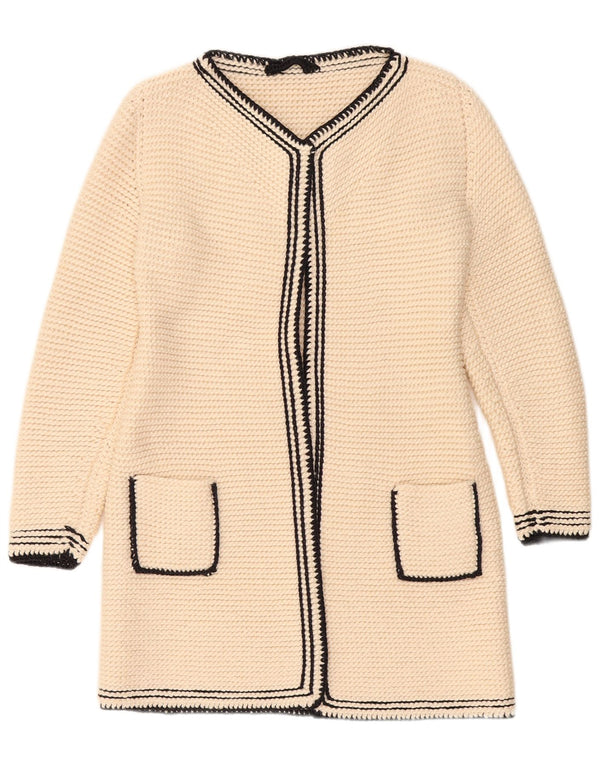 Vintage Womens Longline Cardigan Sweater UK 10 Small Off White
