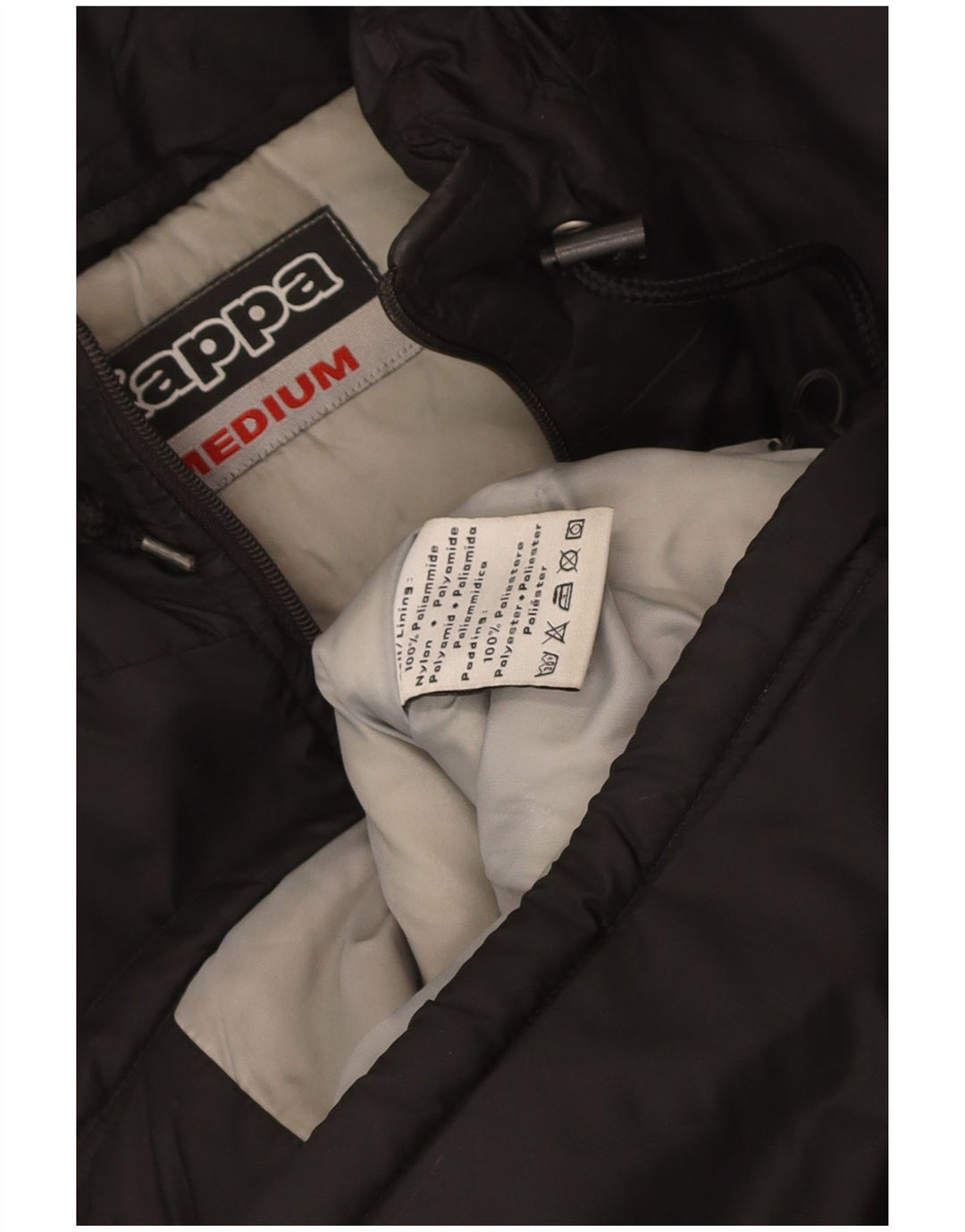 Kappa Mens Hooded Padded Jacket UK 38 Medium Black Polyamide