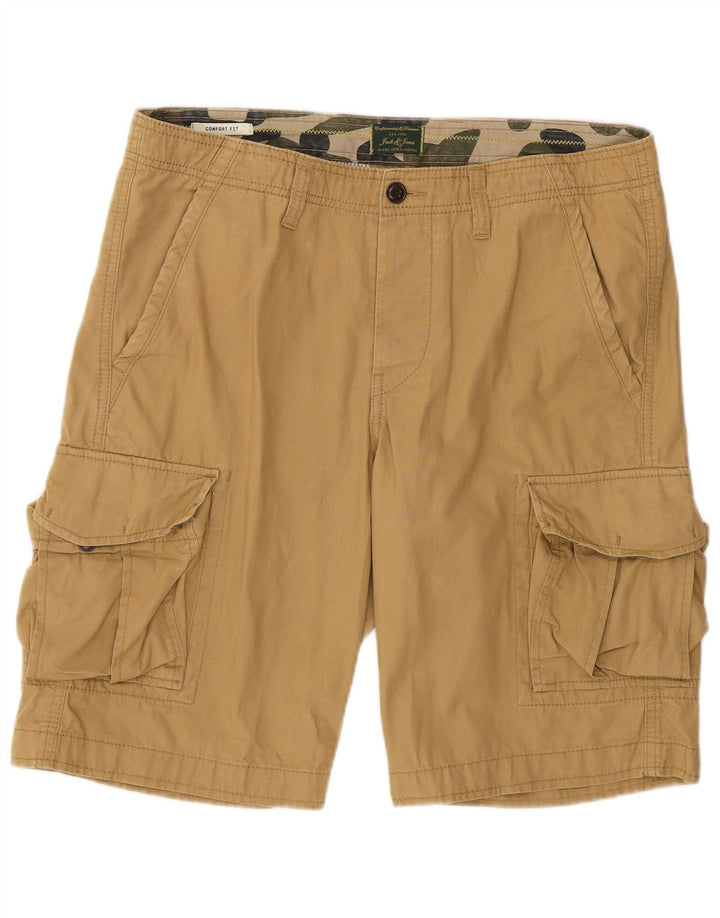 Jack & Jones Mens Comfort Fit Cargo Shorts Medium W32  Beige Cotton