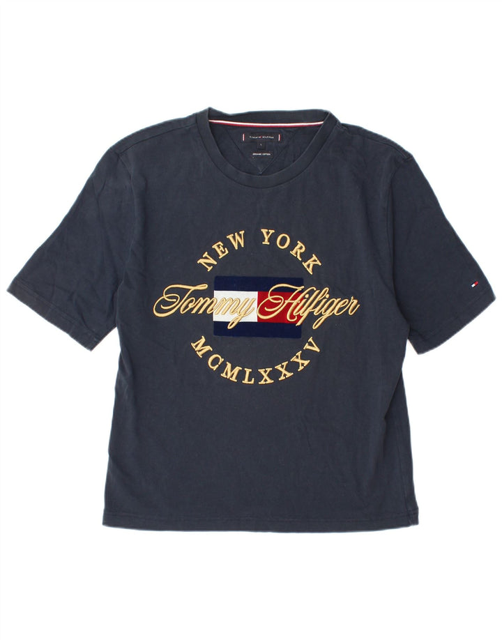 Tommy Hilfiger Womens Graphic T-Shirt Top Large Navy Blue