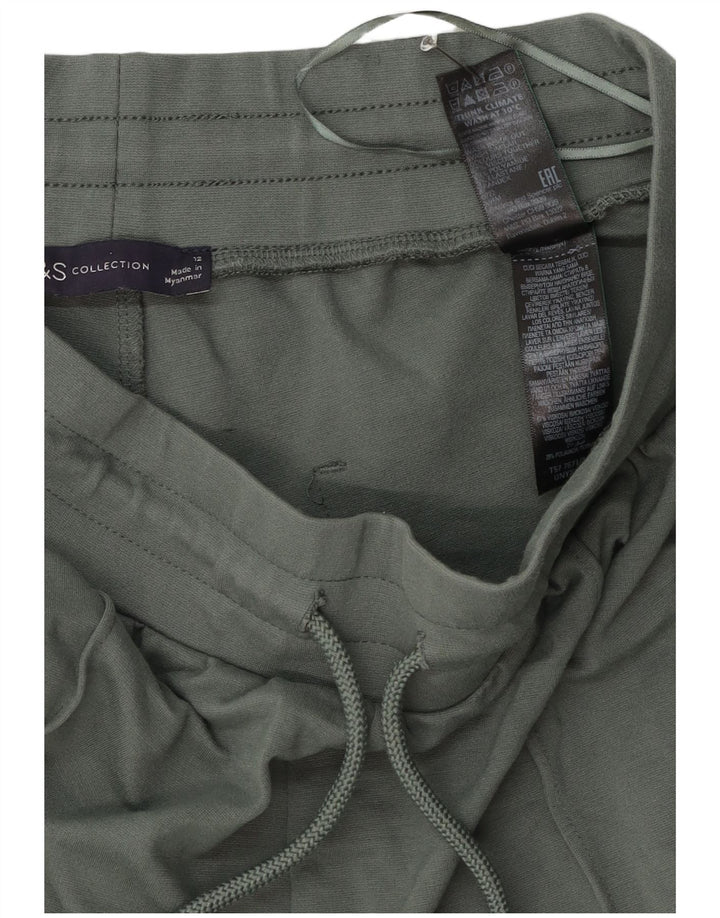 Marks & Spencer Womens Tracksuit Trousers UK 12 Medium Green Colourblock