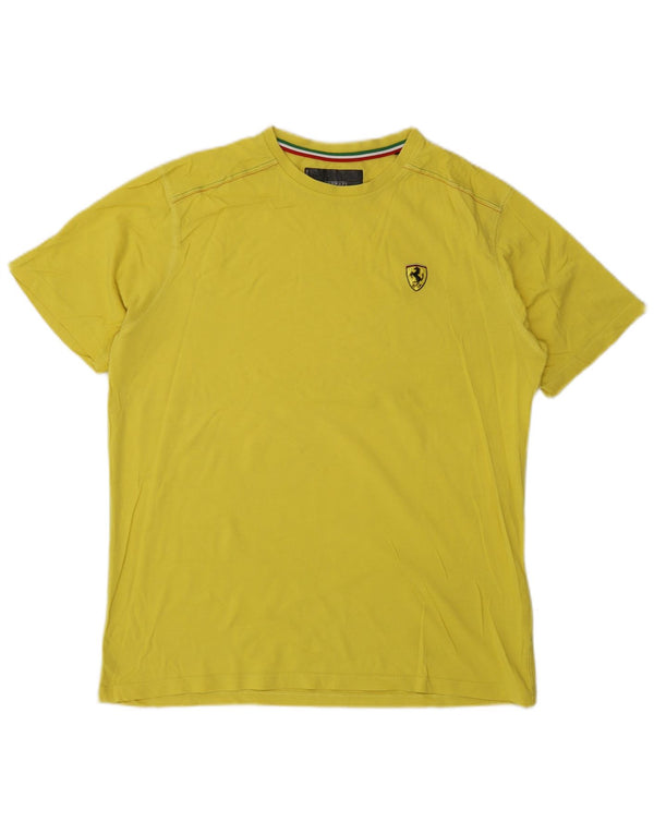 Ferrari Mens T-Shirt Top Large Yellow Cotton