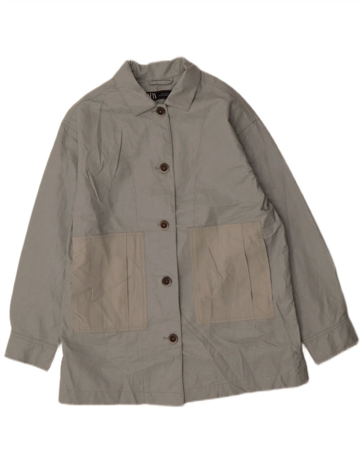 Zara Womens Oversized Faux Leather Jacket UK 10 Small Green Polyurethane