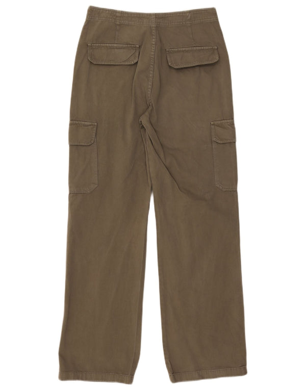 Zara Womens Straight Cargo Trousers EU 38 Small W28 L29 Khaki Cotton