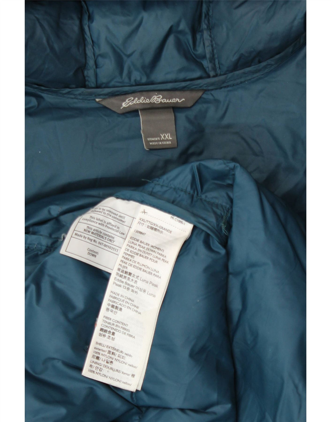 Eddie Bauer Womens Hooded Padded Jacket UK 20 2XL Blue Nylon