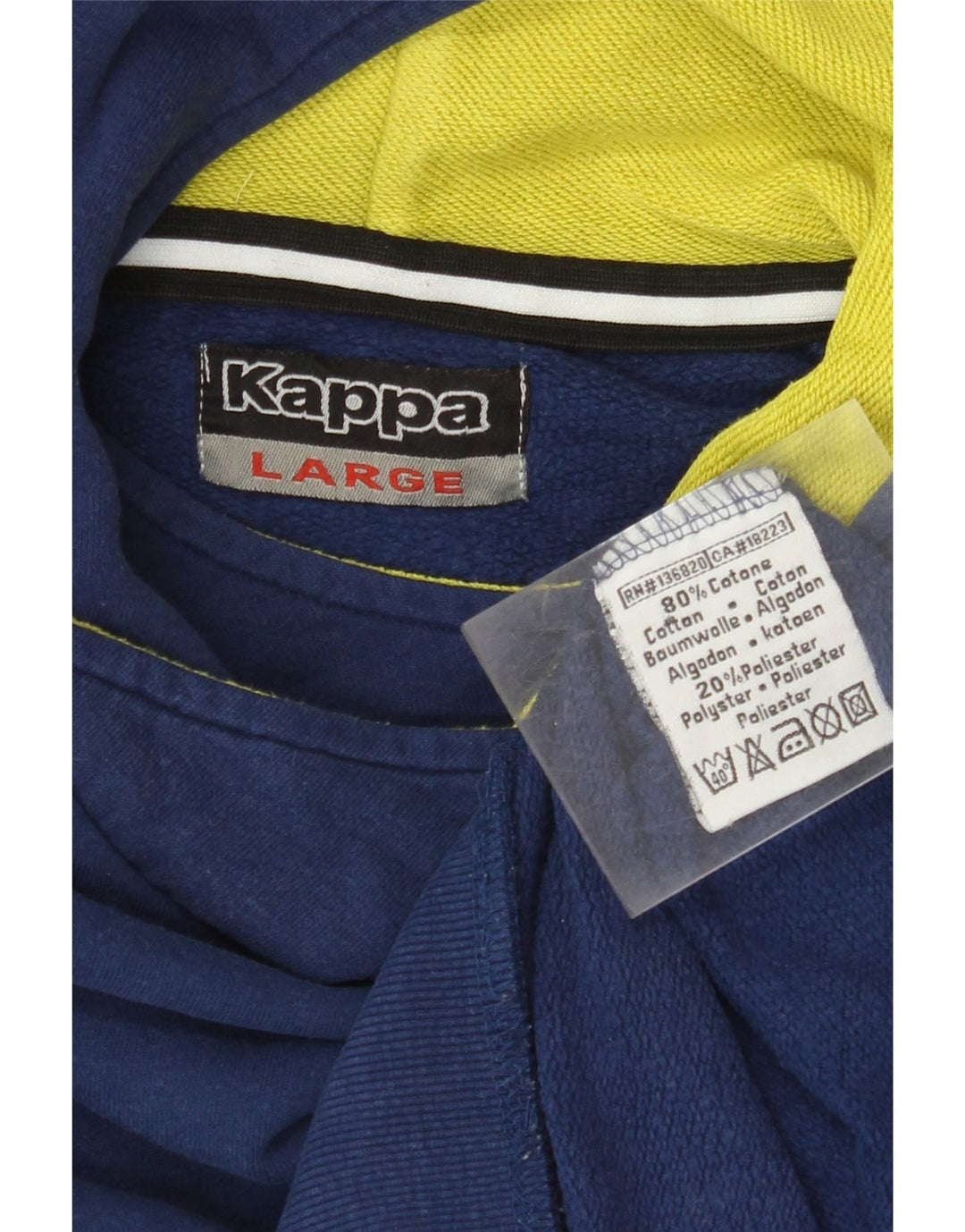 KAPPA Mens Hoodie Jumper Large Navy Blue Cotton