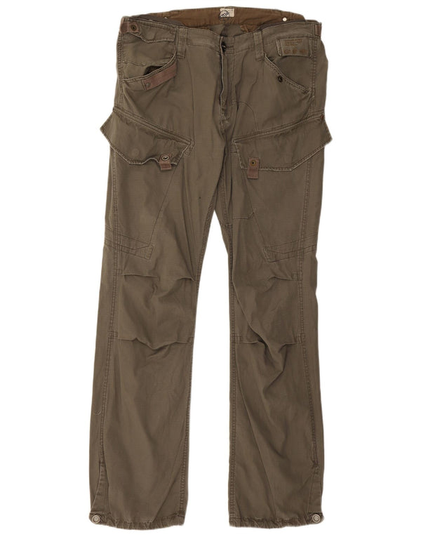 G-Star Mens Straight Cargo Trousers W38 L34 Khaki Cotton