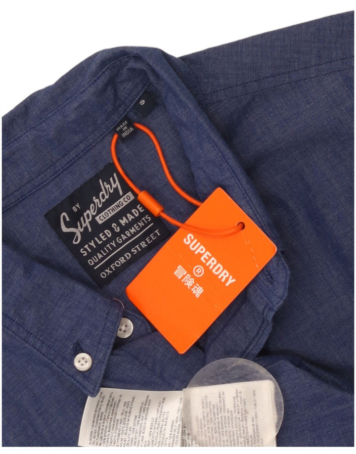 Superdry Mens Short Sleeve Shirt Small Blue Cotton
