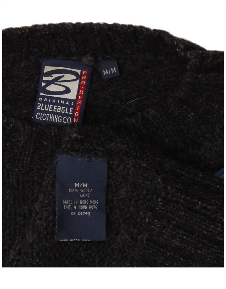 BLUE EAGLE Mens Loose Fit Crew Neck Jumper Sweater Medium Black Fair Isle Vintage Blue Eagle and Second-Hand Blue Eagle from Messina Hembry 