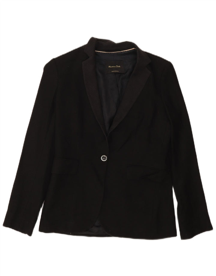 MASSIMO DUTTI Womens 1 Button Blazer Jacket EU 36 XS Black Wool