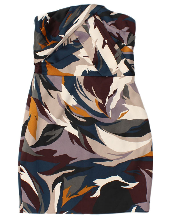 REISS Womens Abstract Pattern Strapless Dress UK 8 Small Multicoloured
