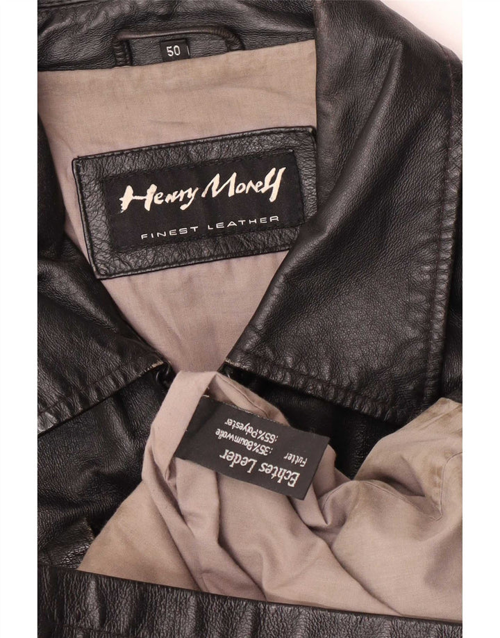 Henry Morell Mens Leather Jacket IT 50 Large Black