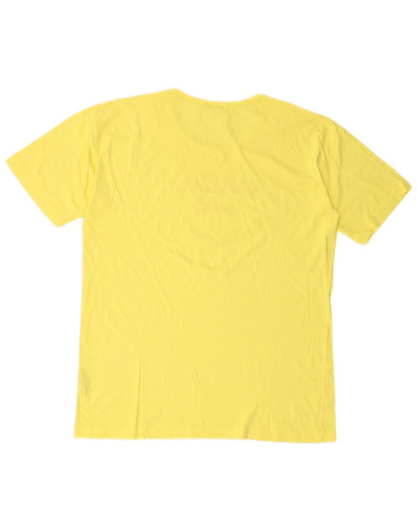 KRIZIA Womens Graphic T-Shirt Top UK 16 Large Yellow Cotton