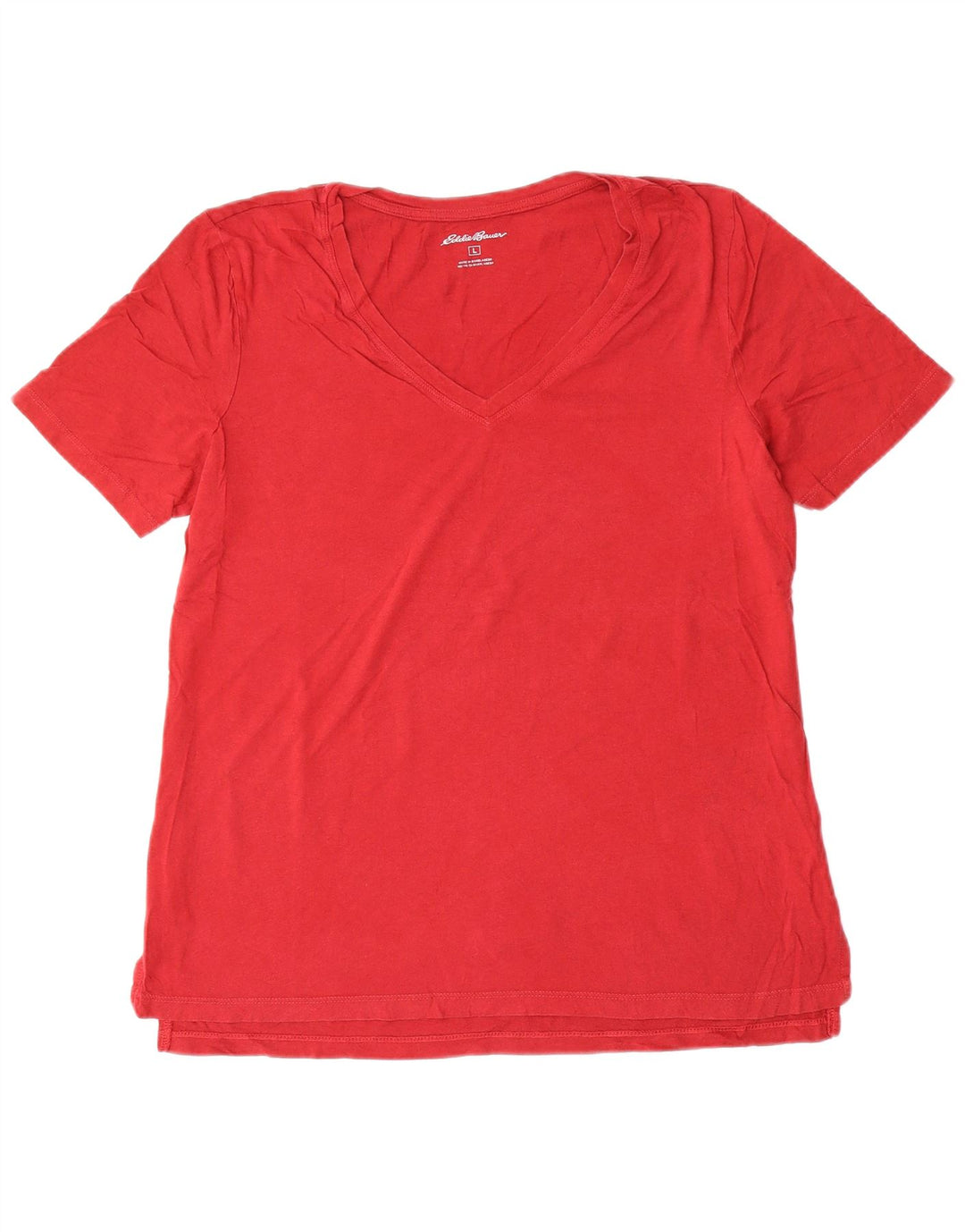 EDDIE BAUER Womens T-Shirt Top UK 16 Large Red Cotton