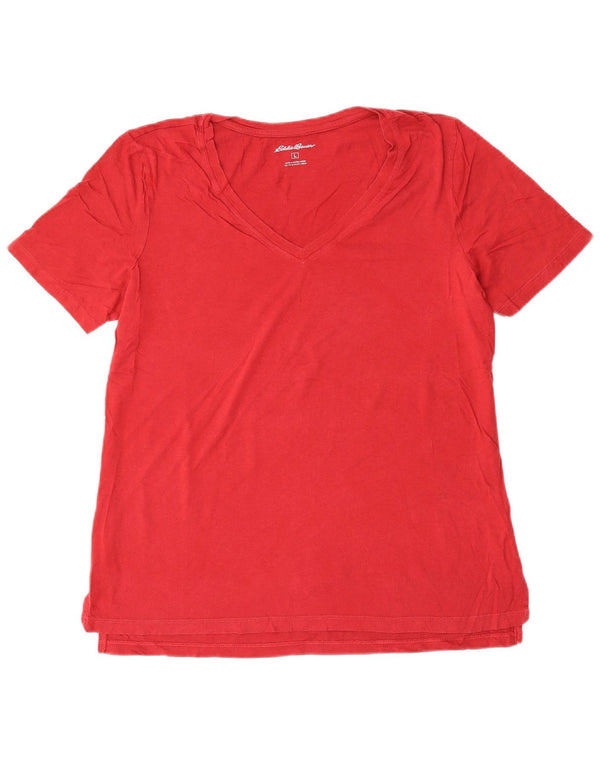 EDDIE BAUER Womens T-Shirt Top UK 16 Large Red Cotton