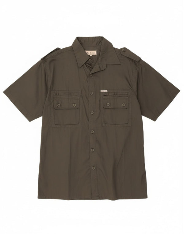ESSE EMME  Mens Military Short Sleeve Shirt Medium Khaki Cotton