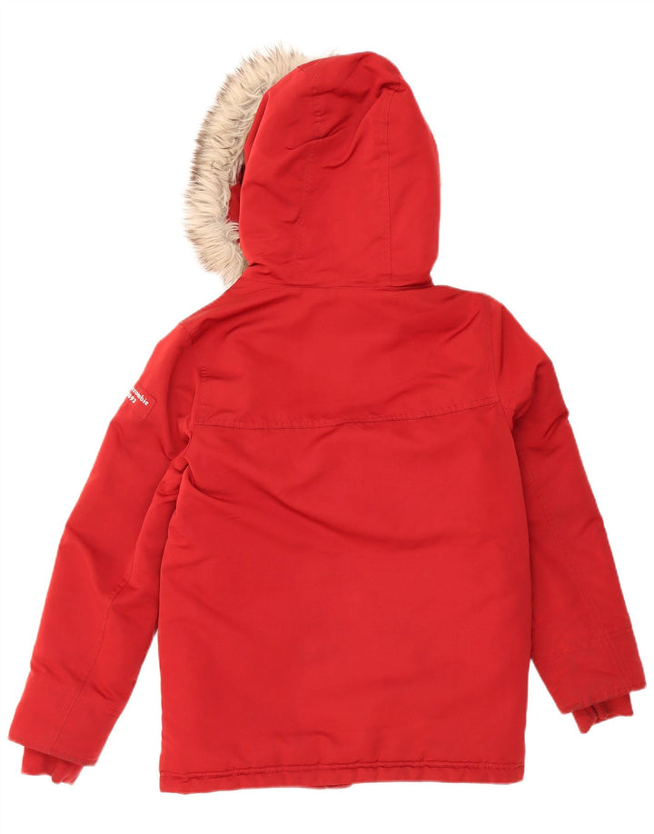 ABERCROMBIE & FITCH Boys Hooded Parka Jacket 9-10 Years Red Cotton