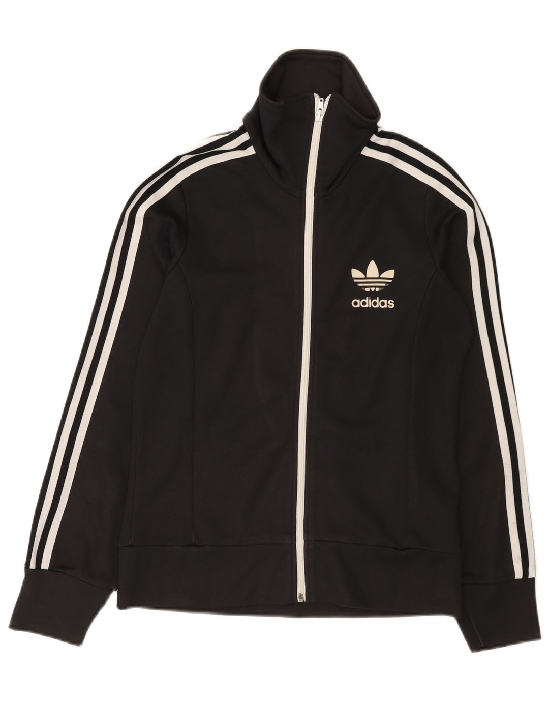 Adidas Womens Tracksuit Top Jacket IT 42 Medium Black Cotton