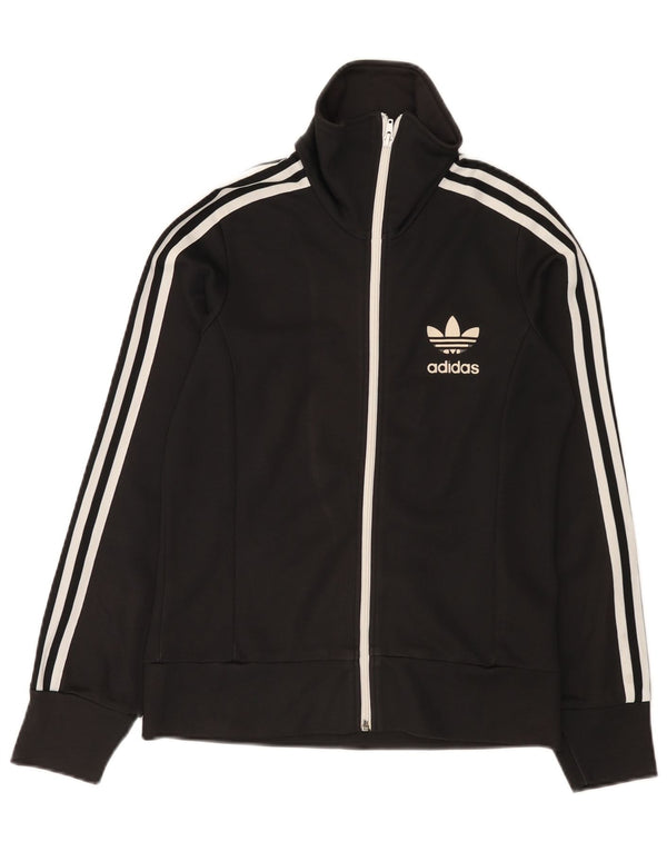 Adidas Womens Tracksuit Top Jacket IT 42 Medium Black Cotton