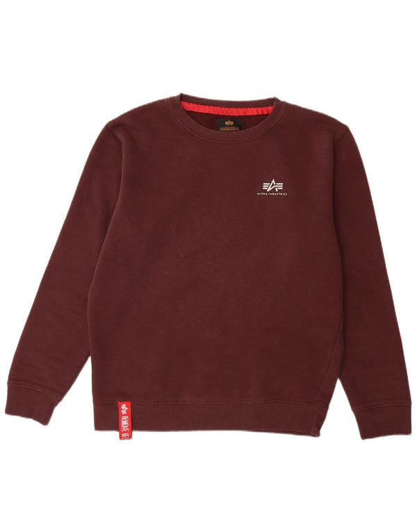 ALPHA INDUSTRIES Mens Sweatshirt Jumper Small Burgundy Cotton