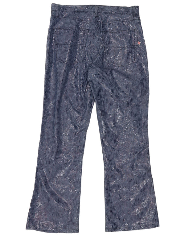 Casucci Womens Bootcut Casual Trousers W31 L29 Blue Animal Print Cotton