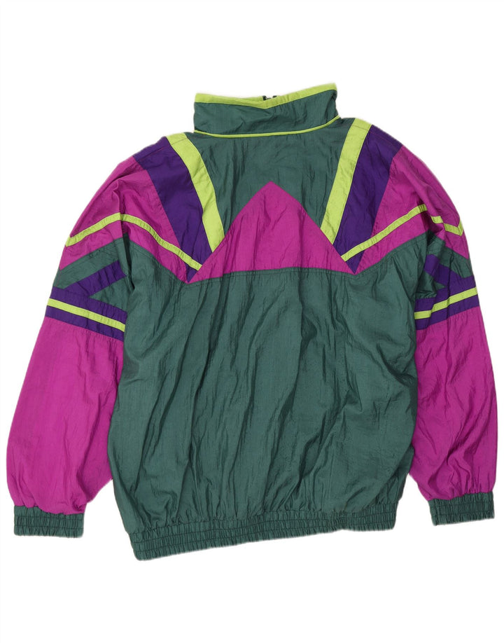 Vintage Mens Oversized Tracksuit Top Jacket Large Green Colourblock