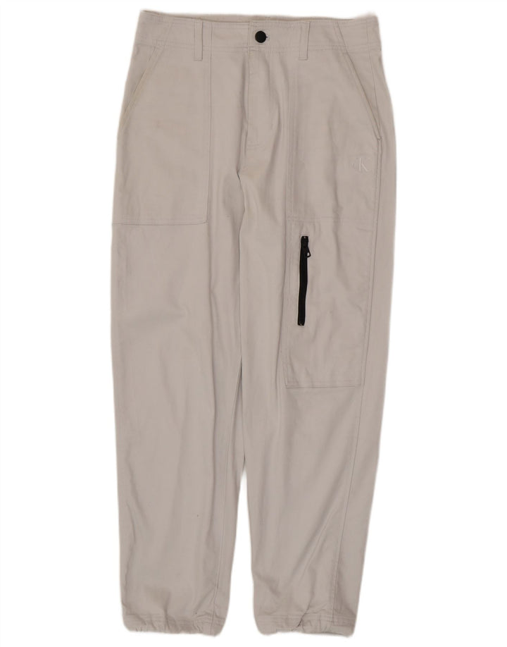 CALVIN KLEIN Mens Joggers Cargo Trousers W30 L28 White Cotton