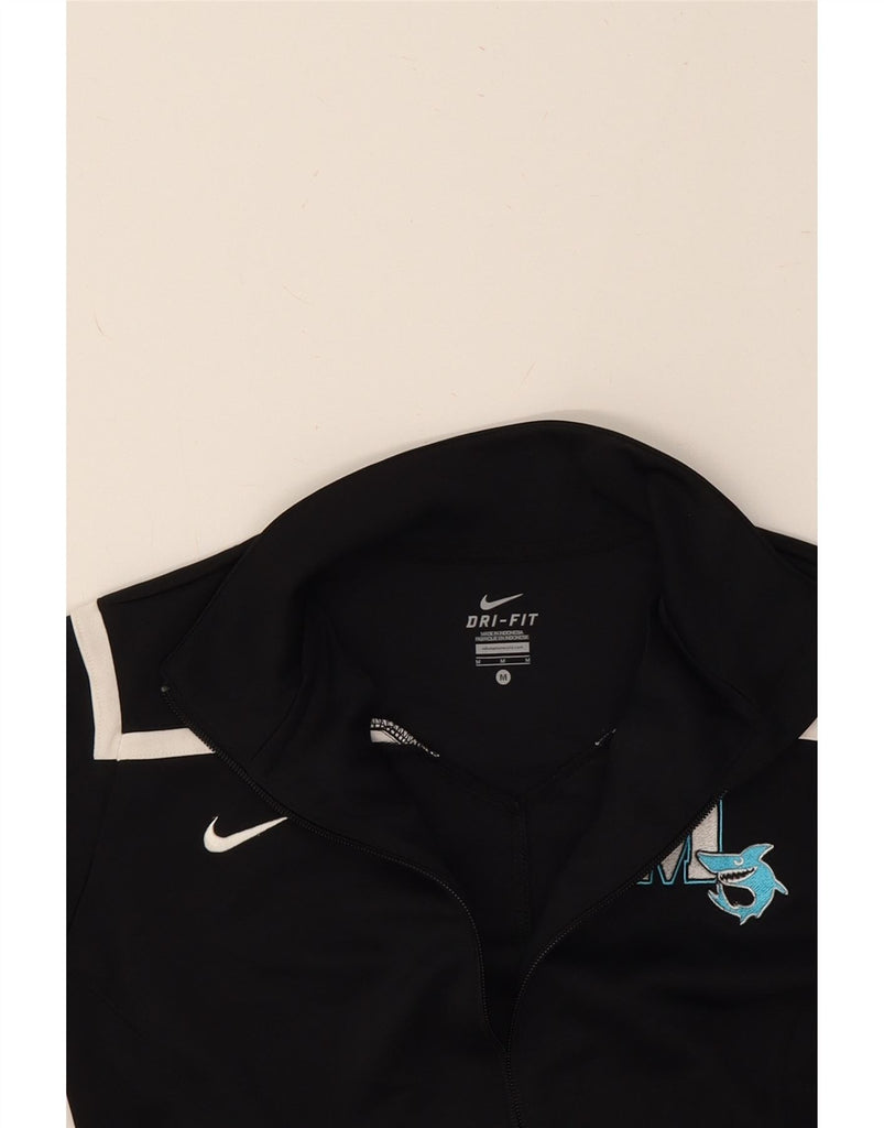 NIKE Womens Dri Fit Graphic Tracksuit Top Jacket UK 14 Medium Black Vintage Nike and Second-Hand Nike from Messina Hembry 