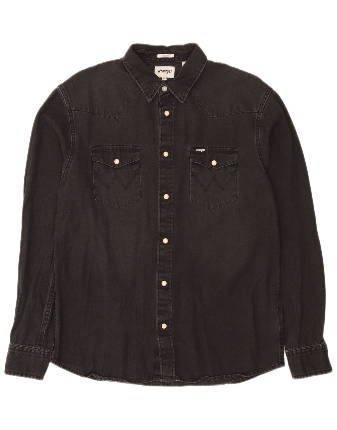 Wrangler Mens Western Regular Fit Denim Shirt Medium Black Cotton