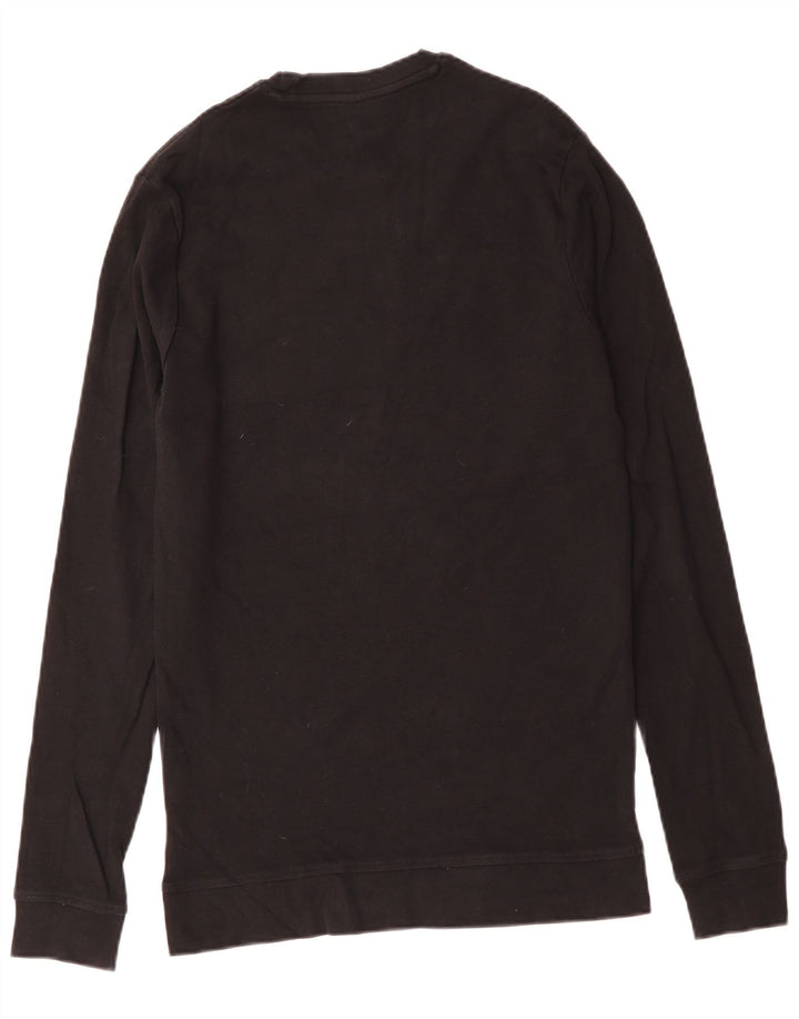 HUGO BOSS Womens Top Long Sleeve UK 14 Large Black Cotton