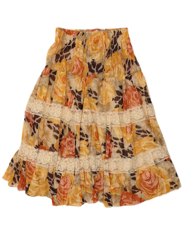 Vintage Womens Tiered Skirt W26 Small Multicoloured Floral
