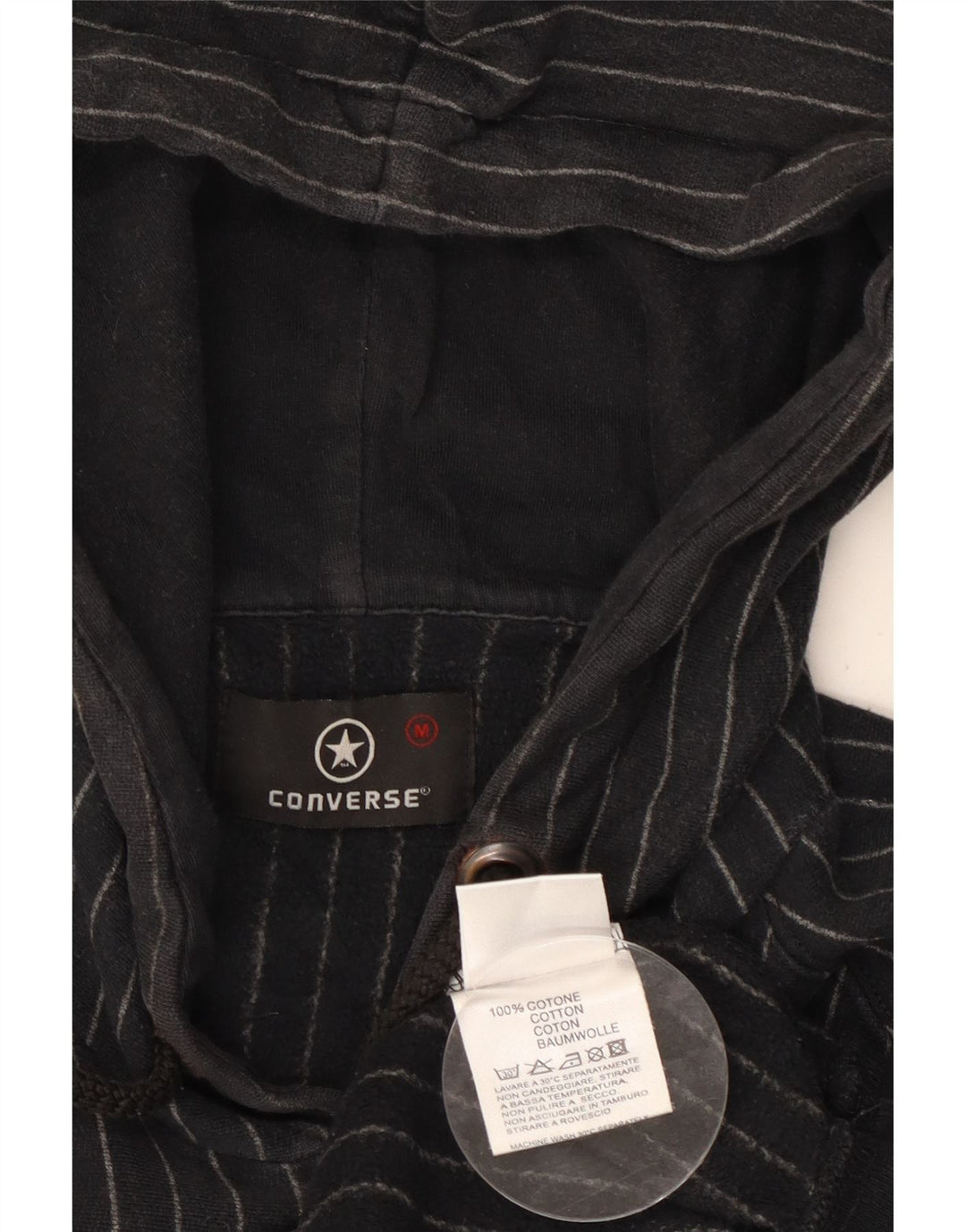 CONVERSE Mens Chuck Taylor Graphic Hoodie Jumper Medium Black Striped