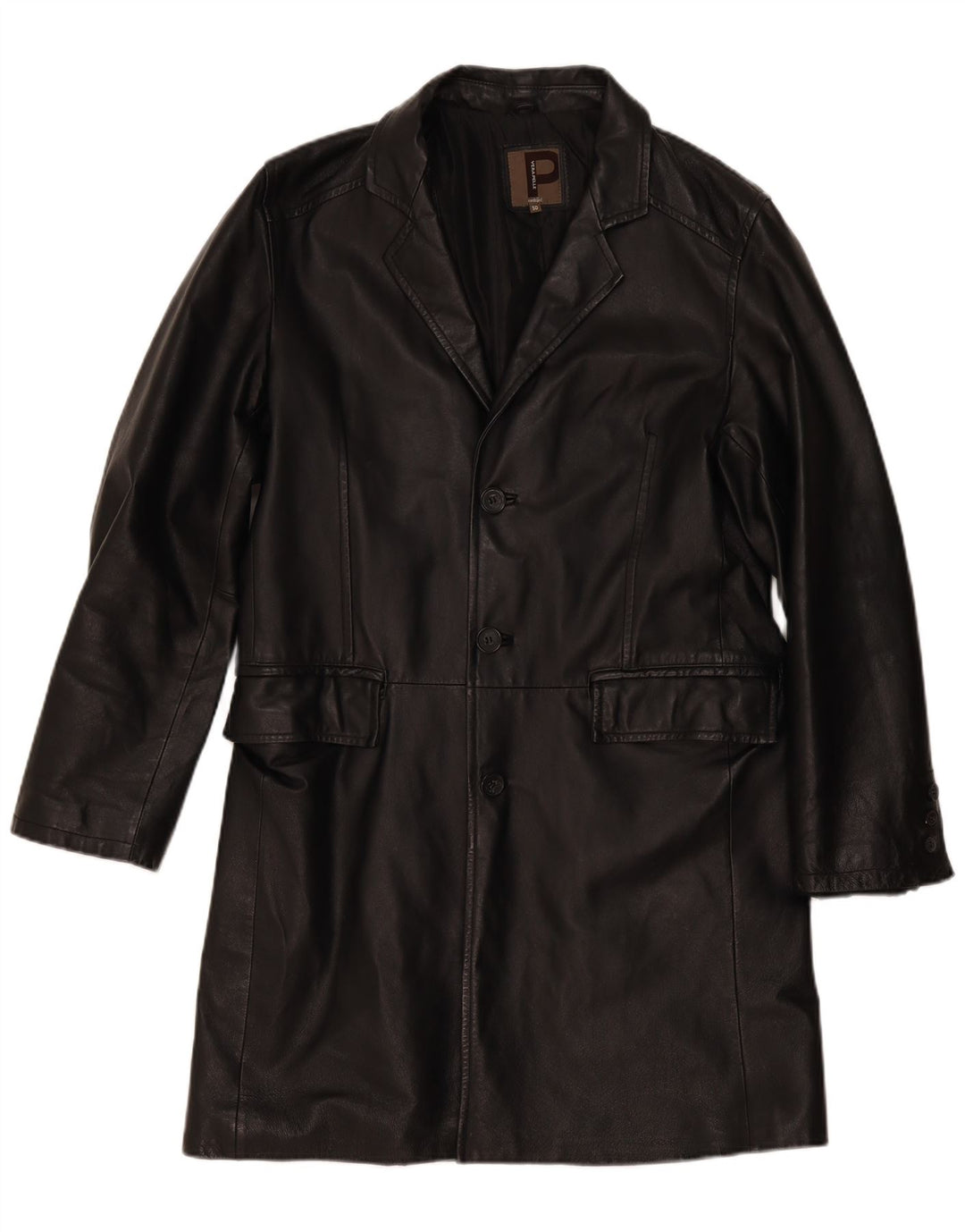 Conbipel Mens Leather Coat IT 50 Large Black Leather