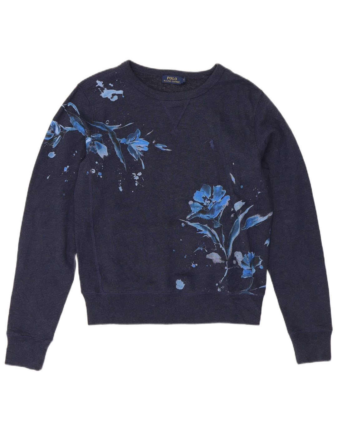POLO RALPH LAUREN Womens Sweatshirt Jumper UK 10 Small Navy Blue Floral