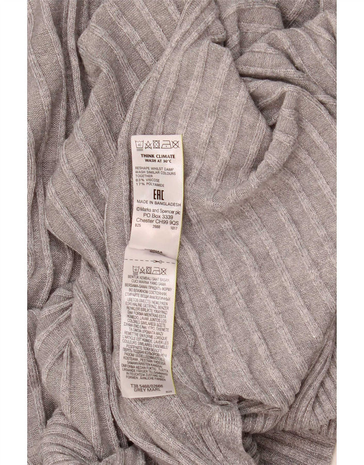 Marks & Spencer Womens Longline Open Cardigan Sweater UK 14 Medium Grey