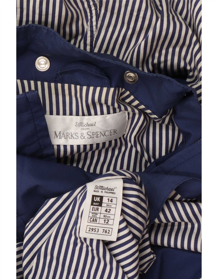 Marks & Spencer Womens St. Michael Hooded Rain Jacket UK 14 Large Blue