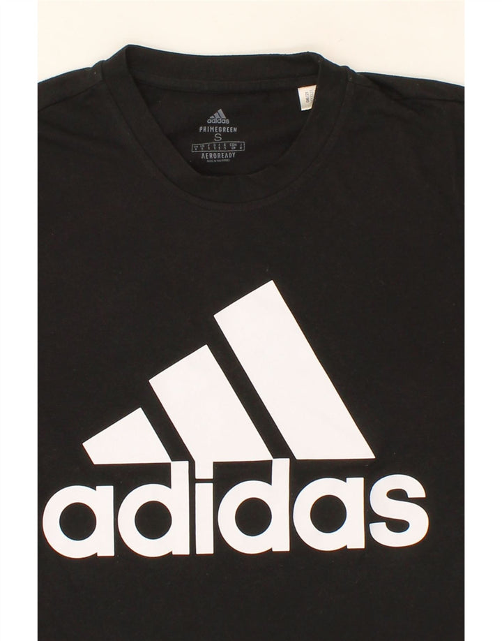 ADIDAS Mens Aeroready Graphic T-Shirt Top Small Black Polyester Vintage Adidas and Second-Hand Adidas from Messina Hembry 