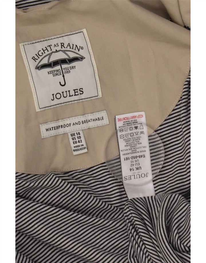 Joules Womens Hooded Regular Fit Rain Jacket UK 14 Medium Grey Cotton