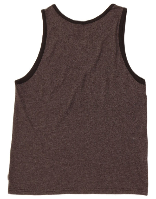 Quiksilver Womens Premium Fit Vest Top UK 14 Medium Grey Striped Cotton