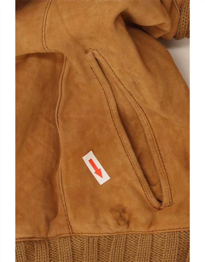 Vintage Mens Suede Bomber Jacket IT 46 Small Beige