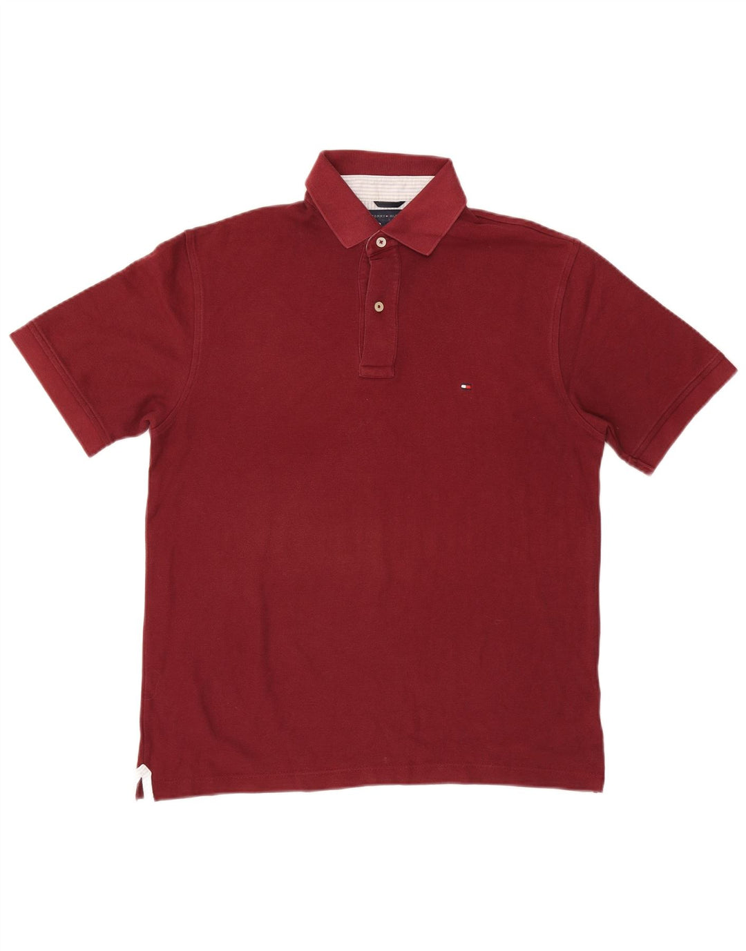 TOMMY HILFIGER Mens Polo Shirt Medium Burgundy Cotton
