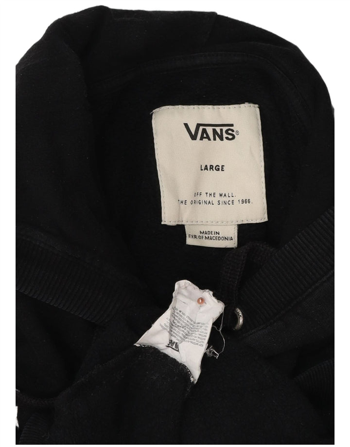 VANS Mens Graphic Hoodie Jumper Large Black Cotton