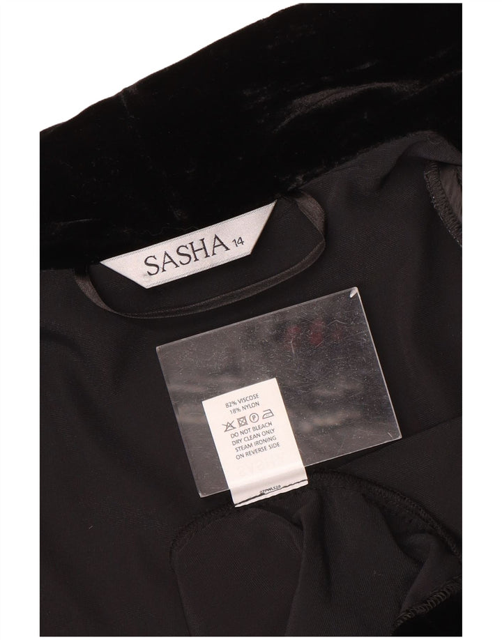 Sasha Womens Open Velour Blazer Jacket UK 14 Large Black Viscose