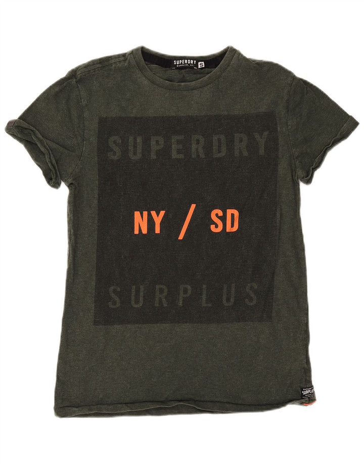 SUPERDRY Mens Graphic T-Shirt Top Small Khaki Cotton